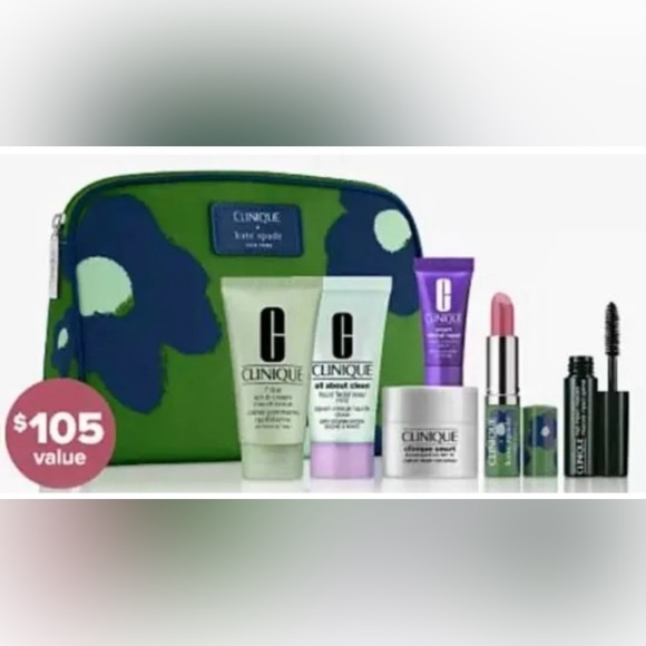 Clinique & Kate Spade Other - Clinique Kate Spade Makeup Bag INCLUDING 7 PIECE MAKEUP GIFT SET